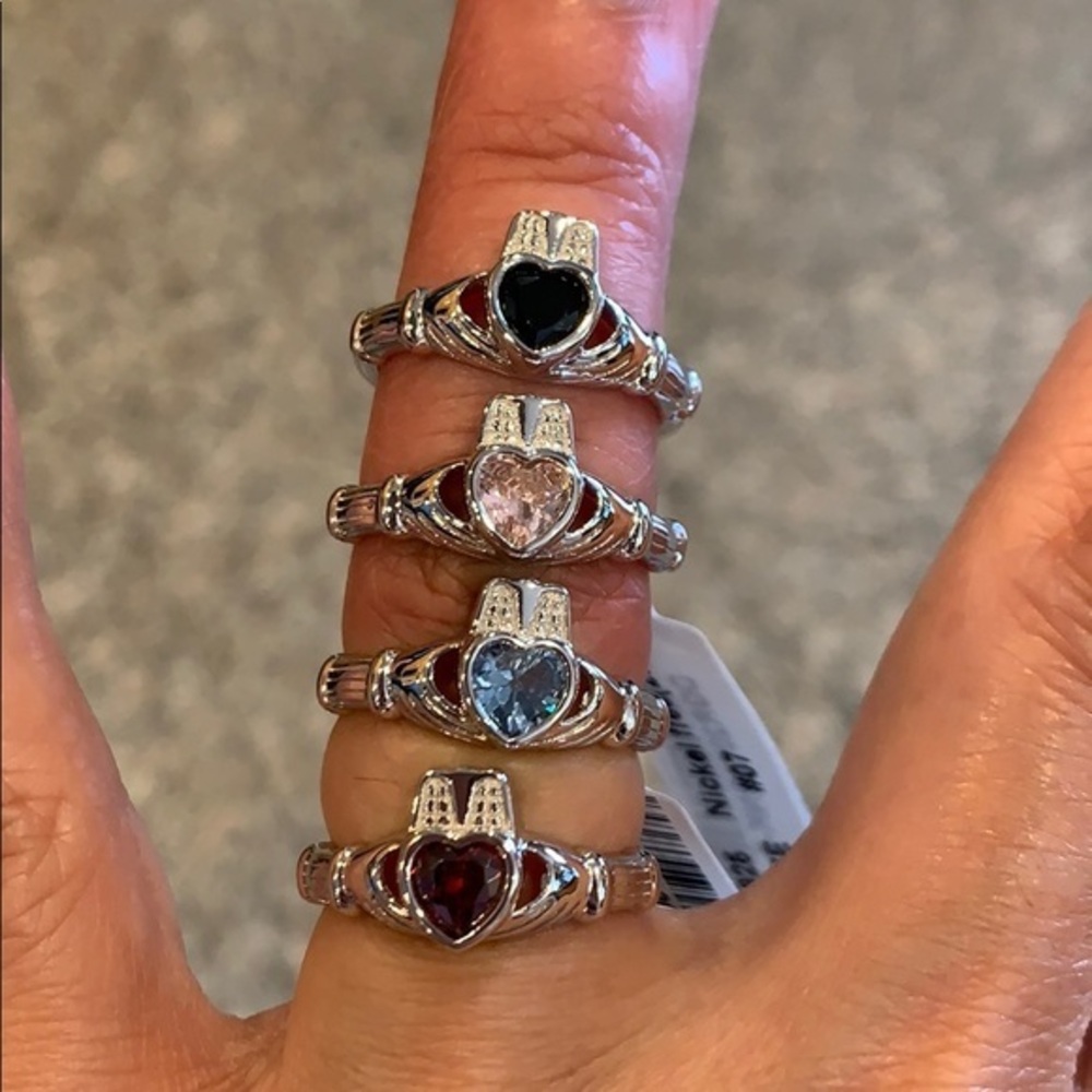 Red Black blue pink Heart Claddagh Promise Ring